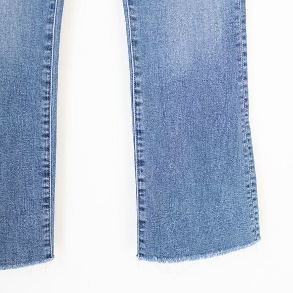 MOTHER Mid Blue Frayed Hem Flare Jeans - Picture 9 of 11